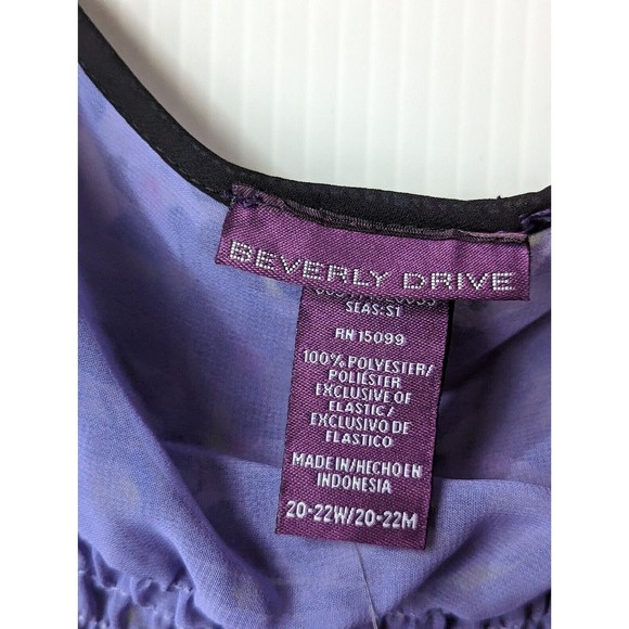 Beverly Drive Womens Reversible Blouse Size 20 22 Floral Top Smocked Neon Purple - Picture 11 of 12